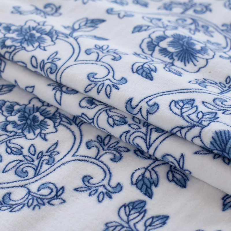 Blue and White Porcelain Bathroom Towel, 100% Cotton, 34x75cm Pattern, 100g, Wholesale