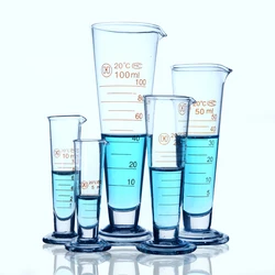 Vidrio cónico de medición, cilindro de medición cónico graduado de Química, suministros de laboratorio de vidrio de borosilicato, 6 unids/set por juego