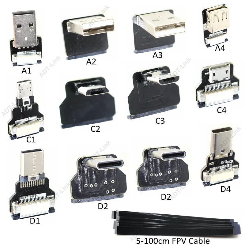 

FFC Micro Type-C USB FPV Slim Thin Flat Soft flexible FPC charge AV output OTG Cable for FPV Brushless Handheld Gimbal monitor