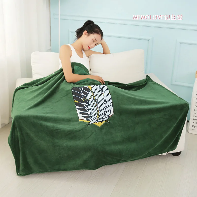 Anime Attack on Titan Blanket Cloak Shingeki No Kyojin Survey Corps Cloak Cape Flannel Cosplay Costume Hoodie with real photos image 4