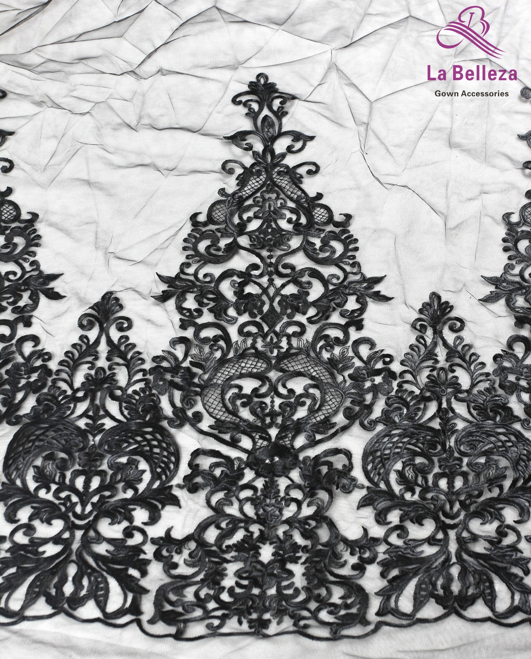 La Belleza 2019 new 75cm width black lace trimming,gray lace trim ,gown lace trim for bridal accessories 1 yard