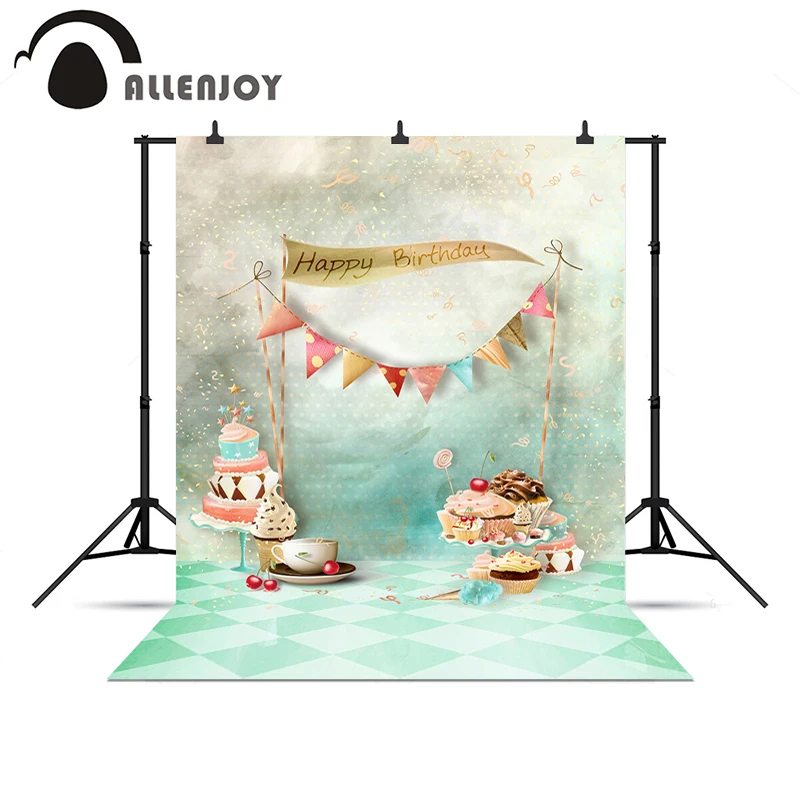 Allenjoy Photo background Happy birthday cakes Bakery shop flags customize DIY professional noel professional camera