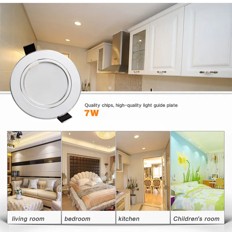 High power Led Downlight white 3W 5W 7W 9W 12W 15W 18W 220V LED Ceiling bathroom Lamps living room Home Indoor Lighting