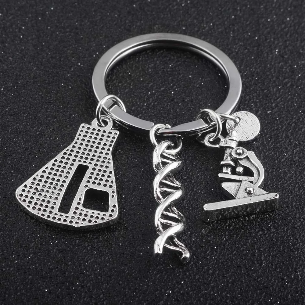 RJ New Creative Conical Flask Chemical Molecular DNA Microscope Pendant Necklace Chemical Biological Experimental Tool Necklaces