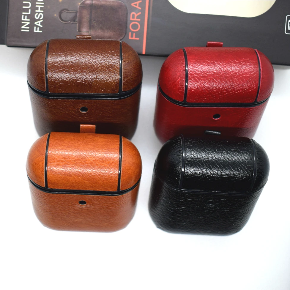 ل Airpods 1 2 حافظة واقية سماعة لاسلكية تعمل بالبلوتوث سماعة صندوق شحن حقيبة جلد طبيعي سماعة غطاء شل ل Air Pods