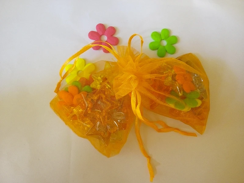 17*23 cm 50 Uds bolsa de Organza bolsa con cordón naranja bolsas de embalaje de joyería para té/regalo/comida/dulces pequeña bolsa transparente bolsa de hilo