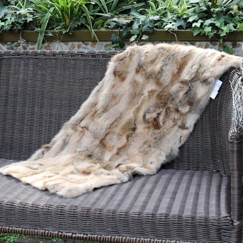 CX-D-18B 40X100cm Custom Made Natural Colour Rabbit Real Fur Sofa Bed Area Rug ~Hot Selling