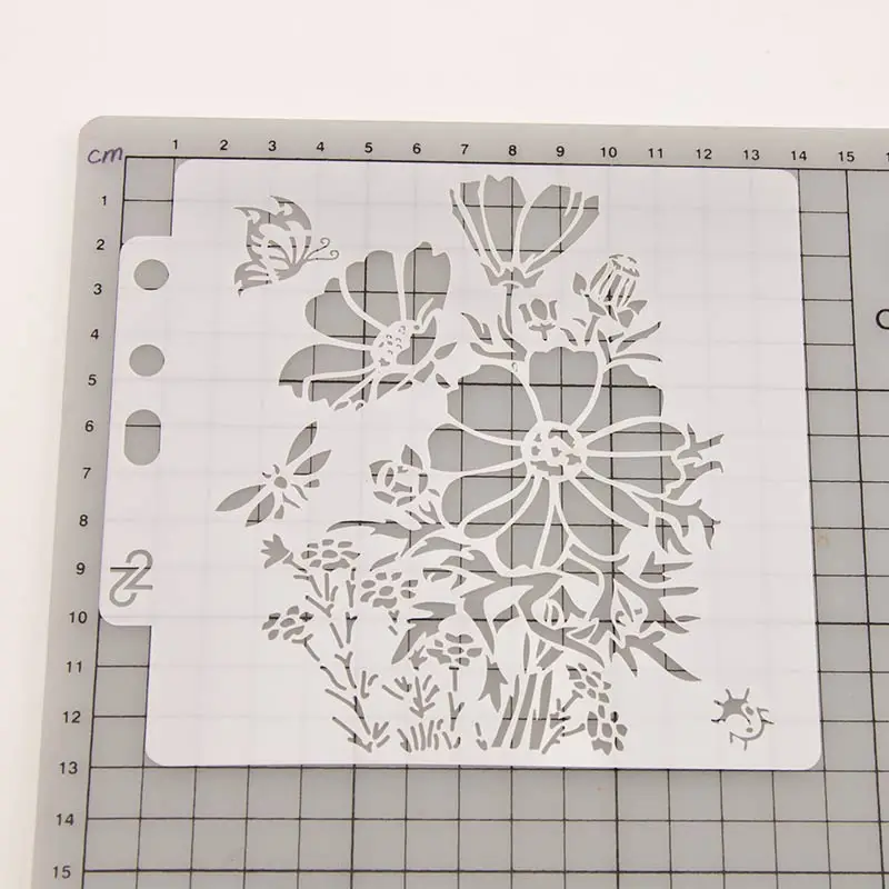 5.1 polegada nova borboleta flor diy estênceis estênceis pintura de parede scrapbook coloração gravação álbum cartão decorativo modelo