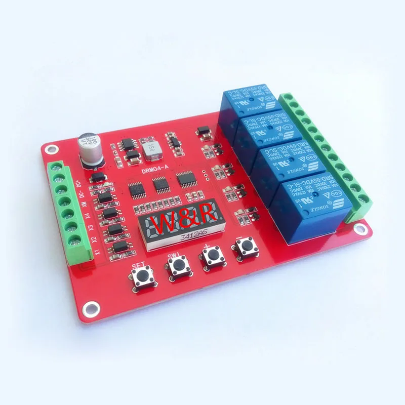 DRM04/Quad Multi-function Relay Module/Delay/Self-lock/Cycle/Timer/Linkage/Control Module