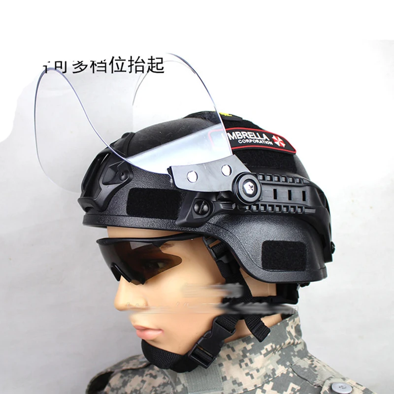 Airsoft  Helmet Hiking Mich 2000 Helmet with Clear Visor Protective Goggles Outdoor Sports Skate Hunting