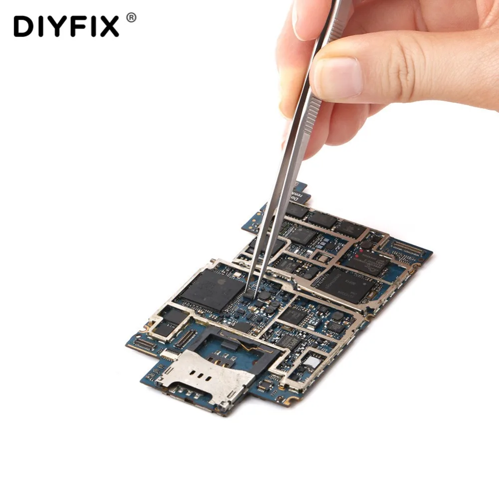 DIYFIX Chính Xác Điện Tử Nhíp Chống Tĩnh Điện Cong Thẳng Đầu Không Kìm Cộng Lực Sửa Chữa Điện Thoại Cầm Tay Bộ