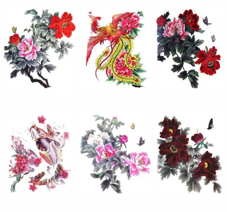 Wholesale Latest Disposable Flower Phoenix Photography Art Rose Body Tattoo Transfer Temporary Tatuajes 200pks/lot free shipping