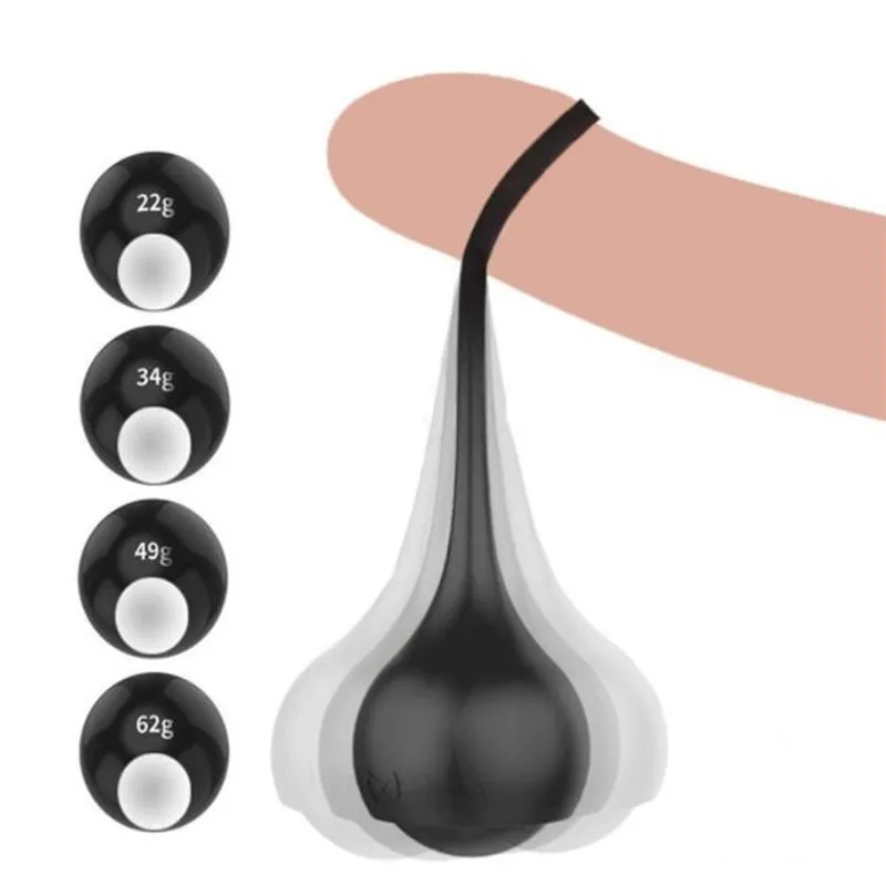 Male Penis Dumbbell Cock Ring Delay Lasting Enhance Strong Glans Massager Trainer Balls Scrotal Bondage Slave Sex Toys For Men