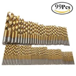 Novo navio livre 99 pçs 1.5mm - 10mm titanium hss broca bits revestido de aço inoxidável hss alta velocidade conjunto broca para dril elétrico