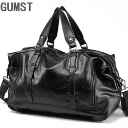 GUMST Men Handbag Leather Large Capacity Travel Bag Men Shoulder Bag Male Travel Duffle Tote Bag Casual Messenger Crossbody Bags