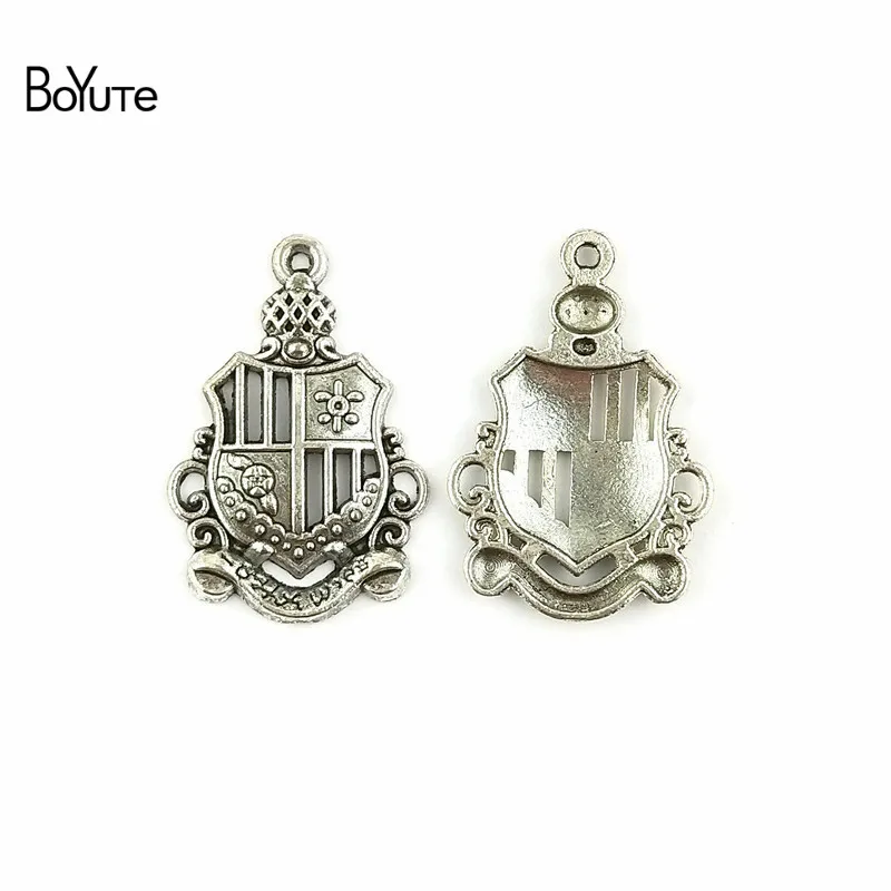 BoYuTe (100 Pieces/Lot) 19*28MM Antique Bronze Silver Plated Metal Crown Pendant Charms Jewelry for Women Accessories Diy