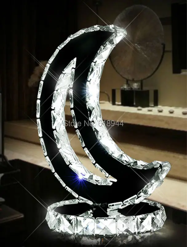 

LED Decorative Light Luxury Crystal Table Lamps Bedroom Bedside Lamp Living Room Modern and Creative Moon Table Lamps