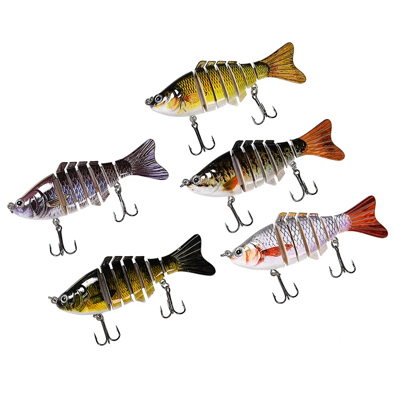 5pcs/lot 7 Jointed Sections Fishing Lure 3D Eyes 7 Section Artificial Bait Hard Baits Pesca Fishing Tackle