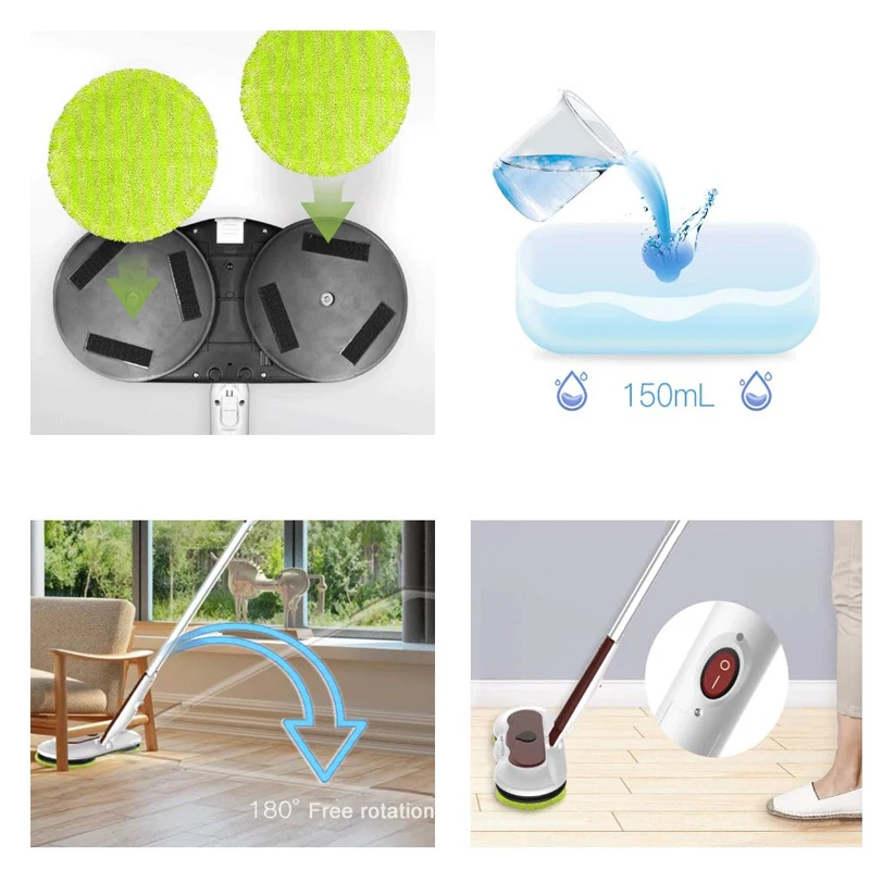 Electric Water Spray Mop Wireless Multi-Function Electric Rotary Mop Rechargeable Electric Floor Cleaner Scrubber Polishing Wax
