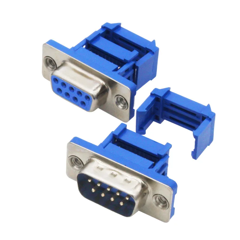 10pcs DB9 crimp type connector male female plug serial port connectors D-SUB RS232 adapter