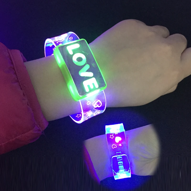 Led Toy Jewelry Latest Flash Hand Belt LOVE Watch Green Red Blue Luminous Bracelet Light Concert Dance Night Club Birthday Party