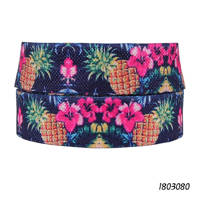 

(50 ярдов/партия) Лента Флора цветочные и ананасовые узоры складные эластичные для повязок на голову