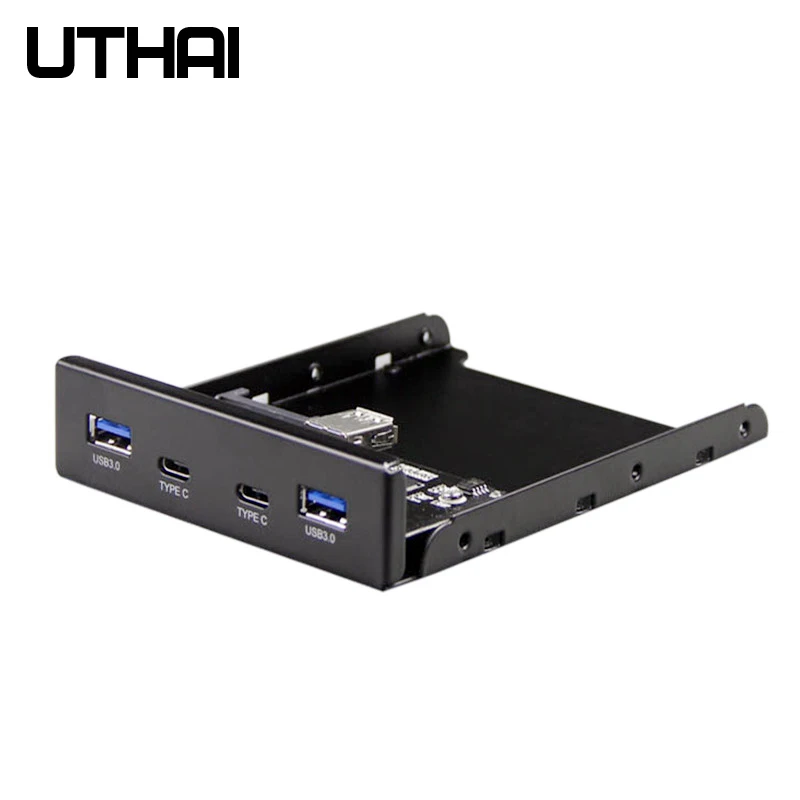 UTHAI G07 4 Ports multi Type-C USB 2.0 USB 3.0 Hub Bracket Adapter for Desktop 3.5 Inch Floppy Splitter Front Panel Combo