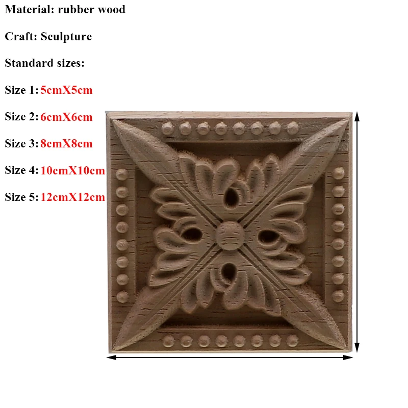 Decorative Fashion Floral Wood Carved Decal Corner Appliques Frame Wall Doors Furniture Woodcarving Wooden Figurines Crafts Home