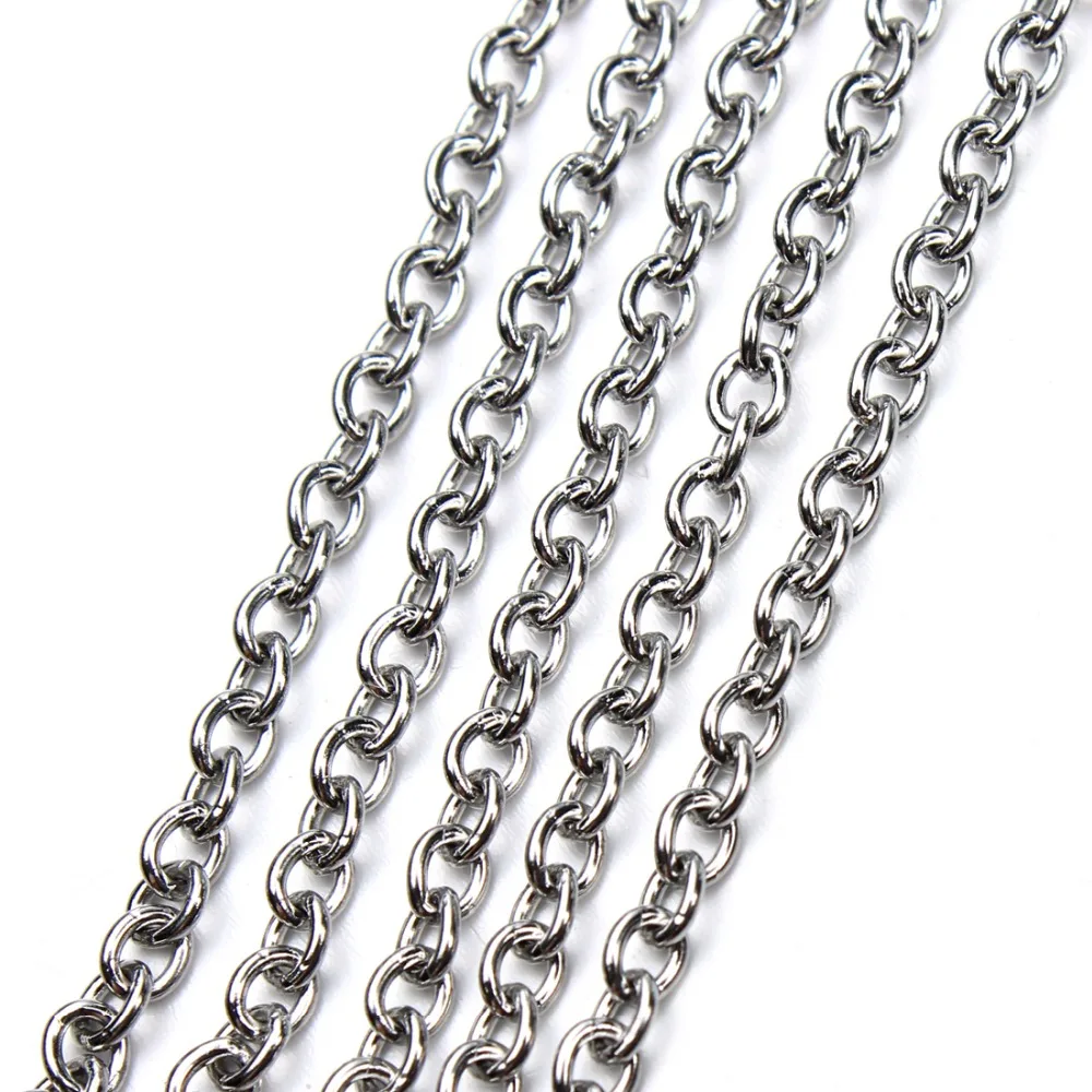 LOULEUR 5 Meters/lot 1.6/2/2.4/3mm Stainless Steel Women Men's Chain Necklace Bulk Link Chains for Necklace Jewelry Making