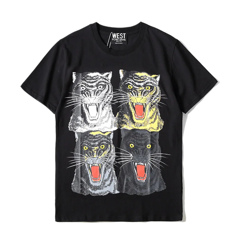 

New 2019 Men Novelty 4 Different leopard Classic T Shirts T-Shirt Hip Hop Skateboard Street Cotton T-Shirts Tee Top Kenye #054