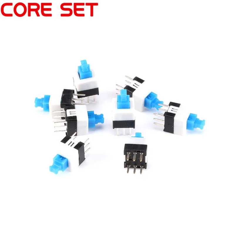 20pcs/lot 7*7MM 6 Pin DPDT Mini Push Button Self-locking Switch 7X7mm High Quality