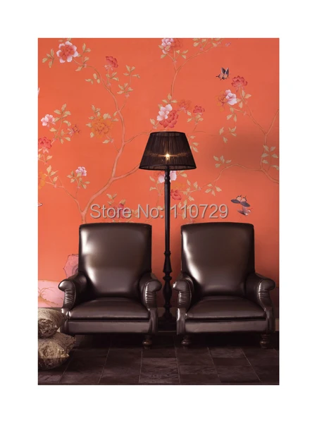 Home decoration wall material Hand-painted silk wallpaper painting flowers many pictures optonal