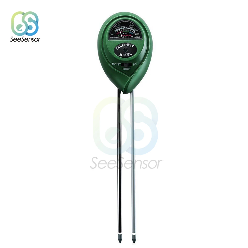 3 in 1 umidità dell'acqua del suolo PH Meter acidità umidità luce solare piante da giardino fiori umido Tester strumento di prova strumento