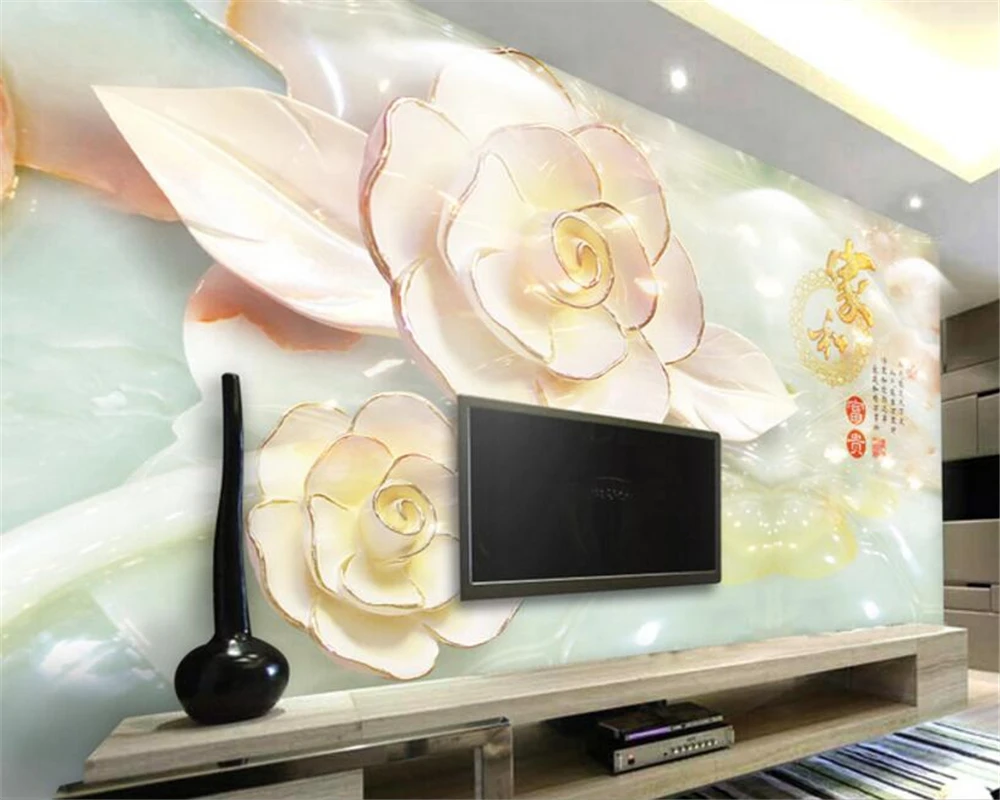 

Beibehang 3D Wallpaper Decorative Painting Floral Stereo Stereo Embracing Peony TV Background Wall mural wallpaper for walls 3 d