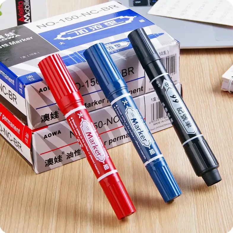 5 PCS/Lot Oily Single Thick Head Black Marker Stationery  Signature Marker Pen School Supplies