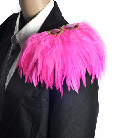 Handmade pheasant/ostrich feather crystal  epaulette/epaulet shoulder/host performance costume men blazer accessories wholesale