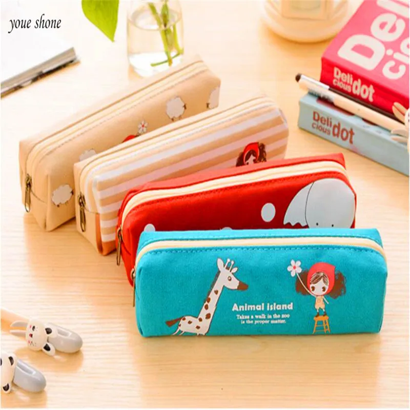 

NEW 1Pcs/lot Stationery Pen Bag Cartoon Canvas Pencil case Storage Bag by Children chancery Pencil Bag penalty