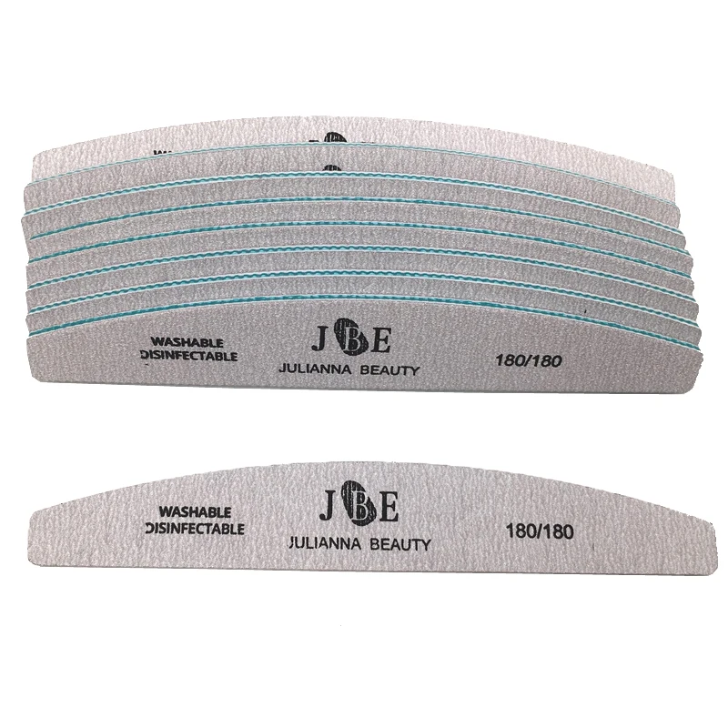 50Pcs/Lot Nail Files 180/180 Nail Art Sanding Buffer Double Side Gray Color White Washable Professional Use Tool Wholesale