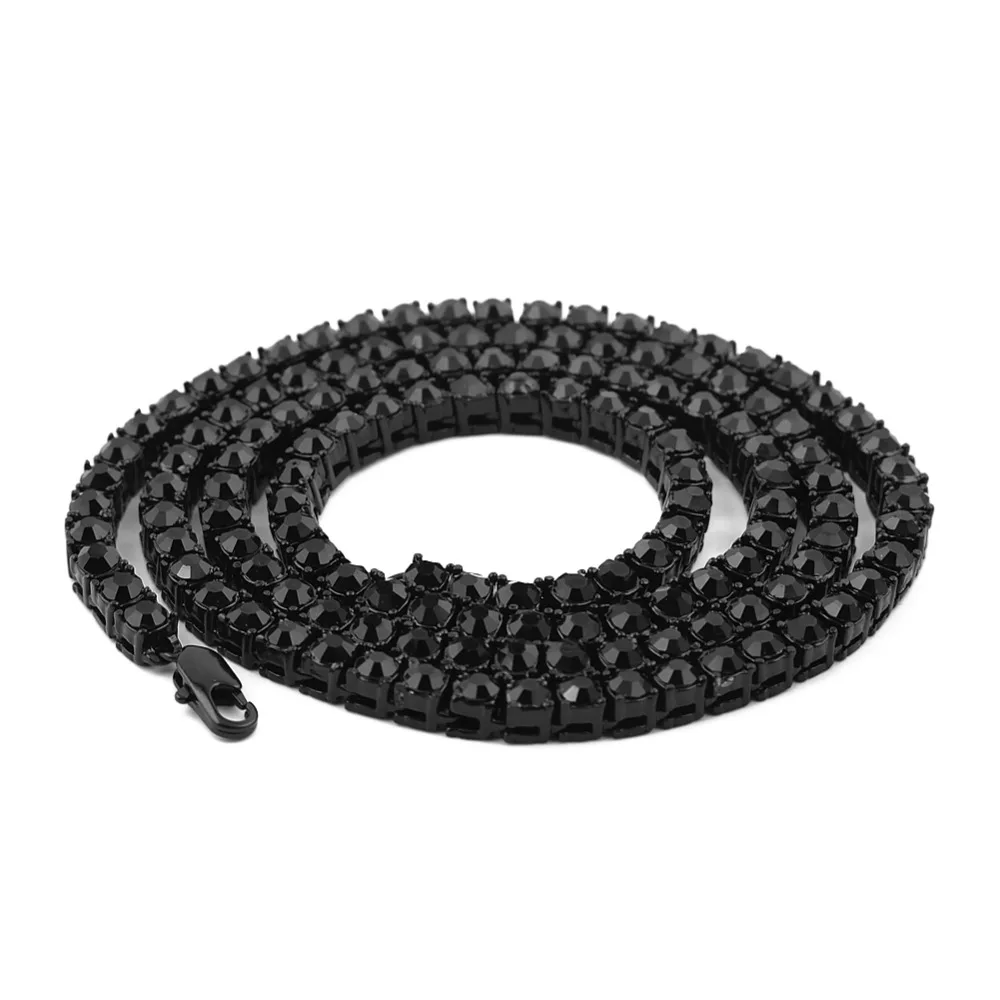 2018 New Color 3/4/5mm 1 Row Round Cut Rhinestone Tennis Nceklaces Necklace 16-36inch Black Rose Gold Gun Black