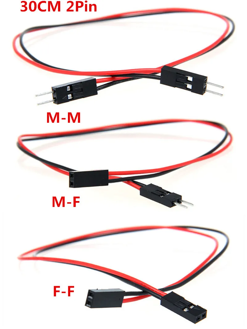 50pcs/lot dupont kabelů 30cm 2póly AWG26  breadboard skokan vodičů kabelů M-M pánský na ženské F-F pro elektronická DIY sytič soupravy