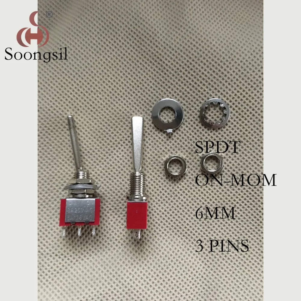 Touch Switch 5PC/ Lot Momentary Long Flat Handle 3 Pin (ON)-MOM Return Automatically CQC Silver Point New Toggle Switch 6A125V
