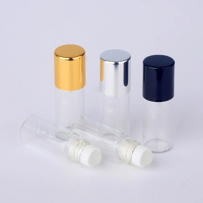 50pieces/lot 3ml Clear Roll On Roller Bottle for Essential Oils Refillable Perfume Bottle Deodorant Containers