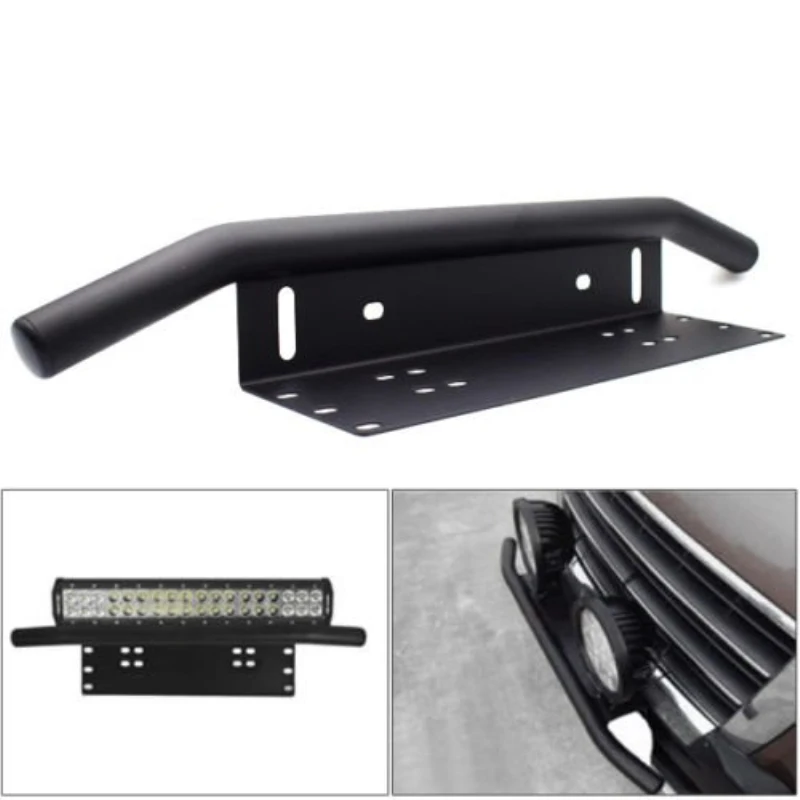 Black Duty Off road Bumper License Plate Mounting Bracket LED Fog Light