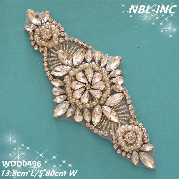 

(30PCS)Wholesale hand beaded sewing bridal crystal rhinestone applique iron on for wedding dresses DIY sash WDD0496