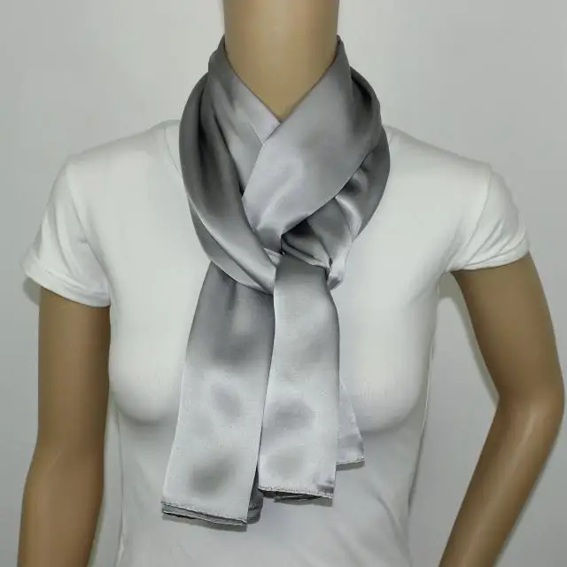 

New men women solid satin 100% Natural Silk Scarf plain long Scarves shawl wrap Neckerchiefs 12MM thick Unisex #4060