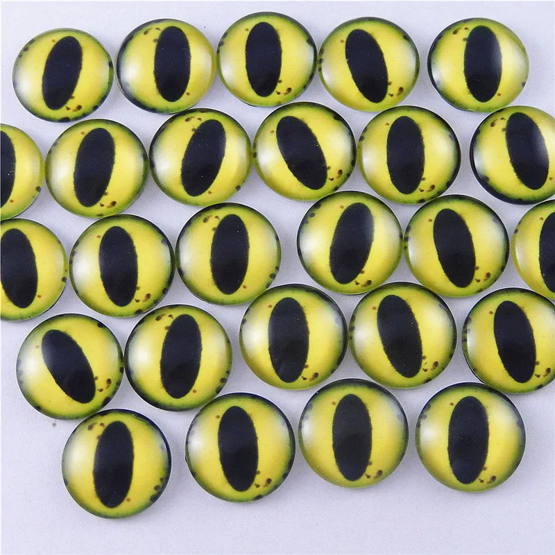 New Brand Fashion Accessories 50X Dragon Lizard Frog Eyes Round 10mm Glass Cover Cabochon Jewelry Finding Making Cameo Settings