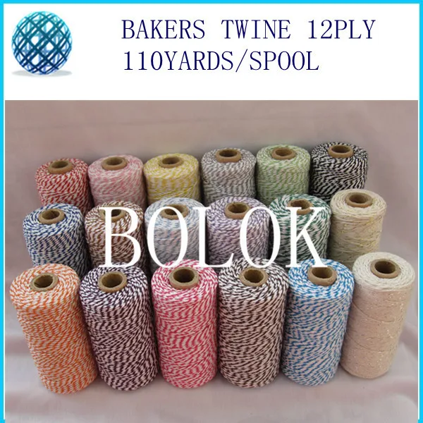 

Cotton Baker twine for gift packing 110yards/spool (55kinds color) 1000pcs/pack,by free shipping