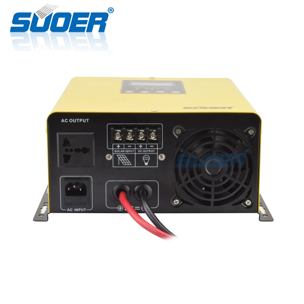 Suoer【 Hybrid Inverter 】 Low Frequency 12V DC to 220V AC 1000W Pure Sine Wave 30A PWM ControllerWith AC Charger 20A(PL-1KVA)