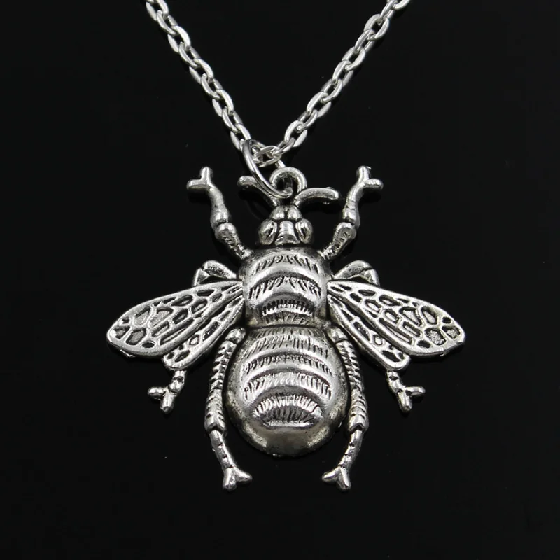 New Fashion Hornet Honey Bee Pendants Round Cross Chain Short Long Mens Womens Silver Color  Necklace Jewelry Gift