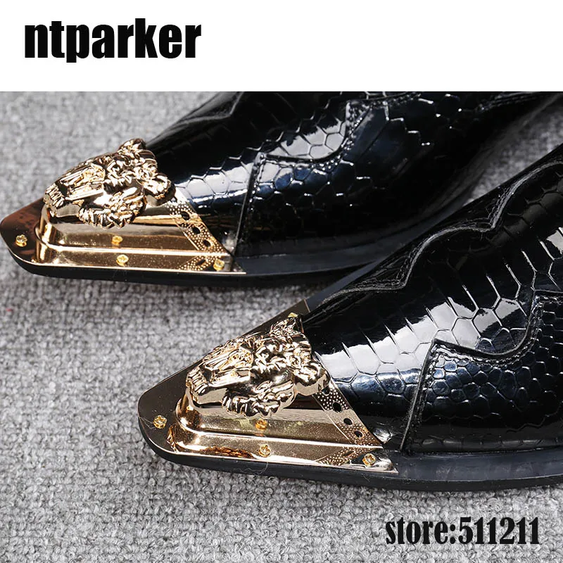 ntparker British Style mens shoes high Increased italian dress shoes patent genuine leather wedding dance shoes for men, EU38-46